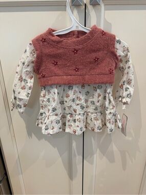 Little lass 18-24m long sleeve floral sweater shirt